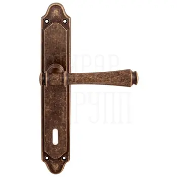 Дверная ручка на планке Melodia 245/158 'Tako' античная бронза (key)