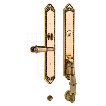 Ручка для входной двери Mestre OJ 2904 с замком и ключами черненое золото 24к