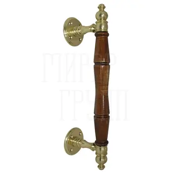 Дверная ручка-скоба DP1 (410/310 мм) полированная латунь + дуб