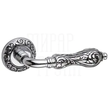 Дверная ручка на розетке Fimet 'Flora' 147 (250) натуральное серебро + черный