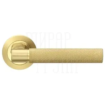 Дверная ручка на круглой розетке Pasini 'Techno Grip' 7221 (0037) матовая + полированная латунь