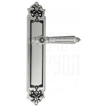 Дверная ручка Venezia 'CASTELLO' на планке PL96 натуральное серебро