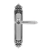 Дверная ручка Extreza 'LEON' (Леон) 303 на планке PL02, натуральное серебро + черный