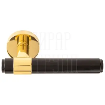 Дверная ручка на круглой розетке Forme 333 'Viva' полированная латунь + черный