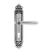 Дверная ручка Extreza 'LEON' (Леон) 303 на планке PL02, натуральное серебро + черный (cyl)