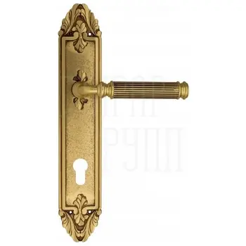 Дверная ручка Venezia 'MOSCA' на планке PL90 французское золото + коричн. (cyl)