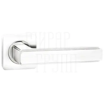 Дверные ручки Renz (Ренц) 'Арона' INDH 96-02 на квадратной розетке супер белый/хром блестящий