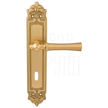 Дверная ручка на планке Melodia 283/229 'Carlo' матовая латунь + латунь (key)