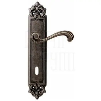 Дверная ручка на планке Melodia 225/229 'Cagliari' античное серебро (key)