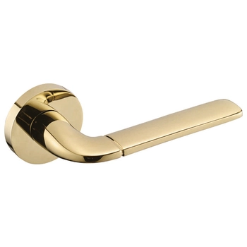 Дверная ручка из латуни Ghobestir 'CITY Collection' 010 на круглом основании золото