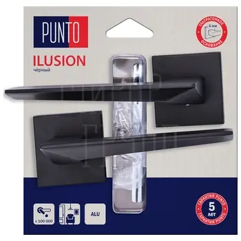 Дверная ручка Punto (Пунто) на квадратной розетке 'ILUSION' HD черный