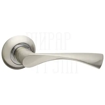 Дверная ручка на круглой розетке Fuaro (Фуаро) 'PRIMA' RM матовый никель + хром