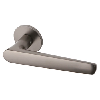 Дверная ручка из латуни Ghobestir 'CITY Collection' G032 на тонком круглом основании серый сатин