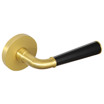 Дверная ручка из латуни Ghobestir 'POLLY Сollection' G016 на круглом основании матовое золото + черный