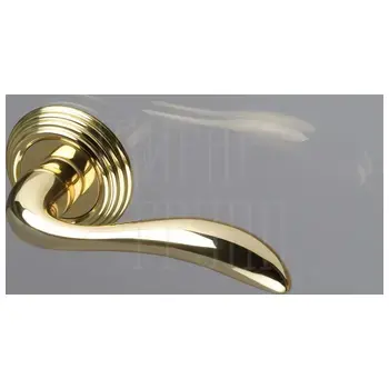 Дверная ручка Extreza 'FLEXA' (Флекса) 335 на круглой розетке R05 латунь