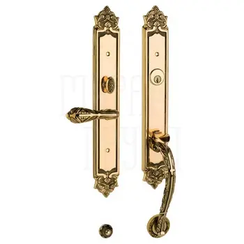 Ручка входная парадная Mestre OJ 3702 с замком и ключами черненое золото 24к