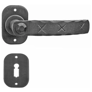 Дверная ручка кованая Galbusera ART. 23 'SEEFELD' античный черный