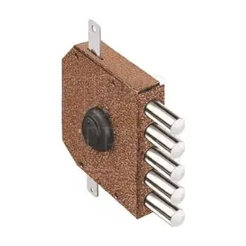 Замок Elbor (Эльбор) накладной гаражный Гранит 1.06.56.МА никель сув. 5 риг. тяги медный антик /00427/ никель