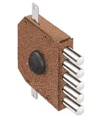 Замок Elbor (Эльбор) накладной гаражный Гранит 1.06.56.МА никель сув. 5 риг. тяги медный антик /00427/