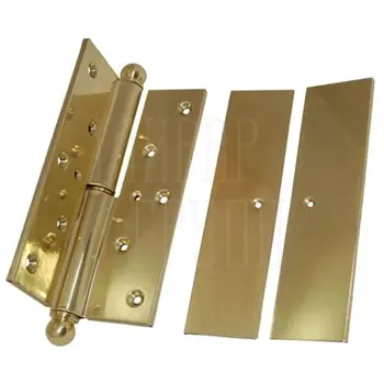 Петля дверная P150 мм (левая) c накладкой полированная латунь