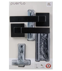 Комплект дверной фурнитуры PUERTO (ручка защелка м/к петли безВР) SET 521-03 5-45PL 2S