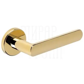 Дверная ручка Extreza Hi-Tech 'AQUA' (Аква) 113 на круглой розетке R12 полированное золото