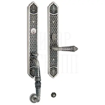 Ручка для входной двери Mestre OA 3004 с замком и ключами состаренное серебро