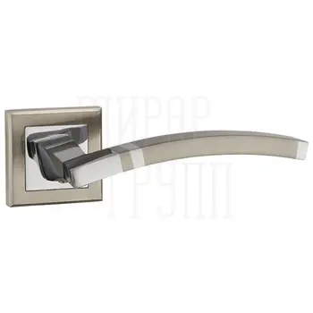 Дверная ручка Punto (Пунто) на квадратной розетке 'NAVY' QL матовый никель + хром