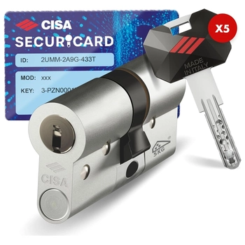Цилиндр CISA серии RS5 ключ-шток 90 mm (55+10+25) никель