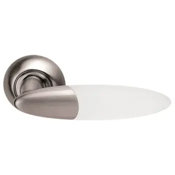 Дверные ручки на круглой розетке Archie S010 113 белый никель / матовый акрил