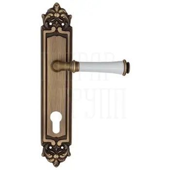 Дверная ручка Fratelli Cattini 'GRACIA CERAMICA BIANCO' на планке PL96 матовая бронза (cyl)