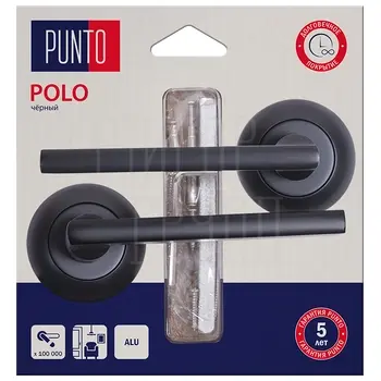 Дверные ручки Punto (Пунто) на круглой розетке 'POLO' R.TL54.POLO/H черный