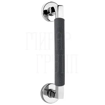 Дверная ручка-скоба Fimet 'Bau' 137L STG/232 (230/210 мм) полированный хром + черная кожа