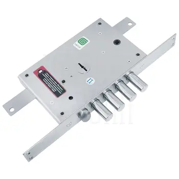 Замок Guardian (Гардиан) врезной сувальдный с защёлкой МАКСИМУМ ЗВ 21.12 ДТ с тягами (левый) /123:0219/ никель