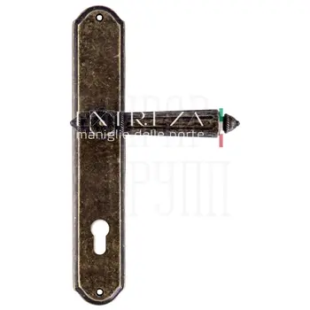 Дверная ручка Extreza 'LEON' (Леон) 303 на планке PL01 античная бронза (cyl)