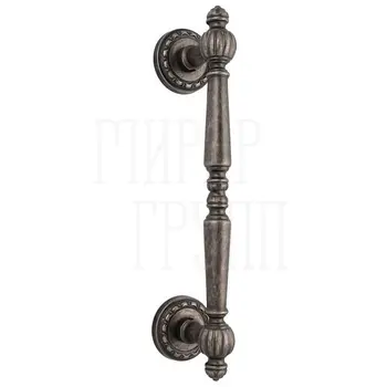 Ручка дверная скоба Extreza 'DANIEL' (Даниель) 250 мм (205 мм) на круглых розетках R02 античное серебро