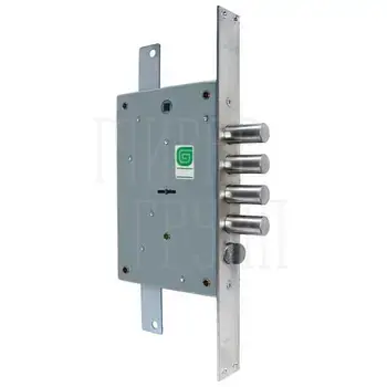 Замок Guardian (Гардиан) врезной сувальдный с защёлкой ЗВ 21.12 Т с тягами /123:449/ никель