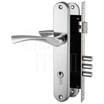 Замок цилиндровый Fuaro (Фуаро) с в комплекте с ручкой LOCKSET.9011 (SET F9011) хром