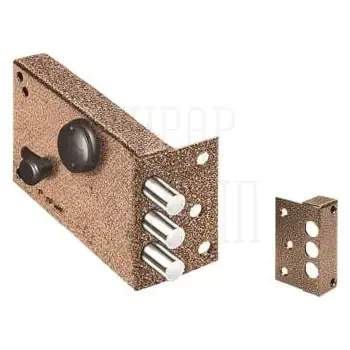 Замок Elbor (Эльбор) накладной Лазурит 1.02.61.КМА никель сув. 2 риг. задв.-затв. зап. кор. мед. антик /40061/ никель