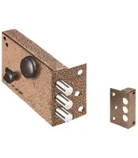 Замок Elbor (Эльбор) накладной Лазурит 1.02.61.КМА никель сув. 2 риг. задв.-затв. зап. кор. мед. антик /40061/