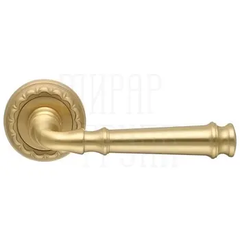 Дверная ручка Extreza 'Bono' (Боно) 328 на круглой розетке R02 матовое золото + золото