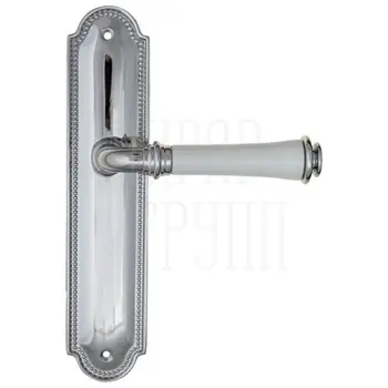 Дверная ручка Fratelli Cattini 'GRACIA CERAMICA BIANCO' на планке PL248 полированный хром