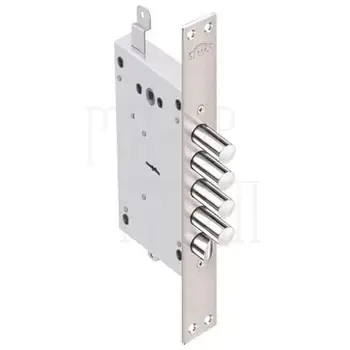 Замок Elbor (Эльбор) врезной сувальдный с защёлкой Рубин 1.08.31 с тягами /22636/ никель