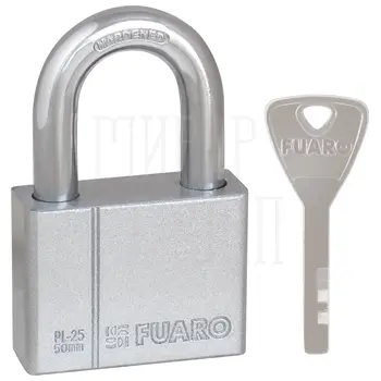 Замок навесной Fuaro (Фуаро) PL-2550 (50 мм) 4 кл. никель