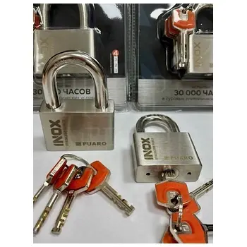 Замок Fuaro (Фуаро) навесной PL-INOX FORCE IF-60 4 key (дисковый ключ) никель