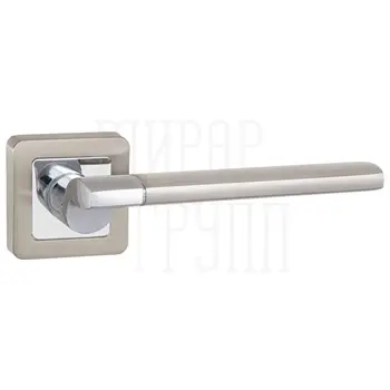 Дверная ручка Punto (Пунто) на квадратной розетке 'GALAXY' QR матовый никель + хром