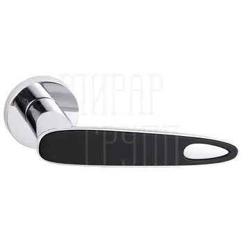 Ручка дверная на круглом раздельном основании Val de Fiori (Вал де Фиори) 'ЛЕВАНТО' полированный хром + черный