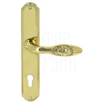 Дверная ручка Extreza 'MIREL-ROSE' (Мирель-роуз) на планке PL01 полированное золото (cyl)