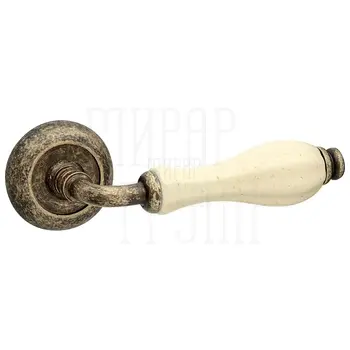 Дверная ручка на розетке Fimet 'Lady' 148 (231С) античная бронза + керамика