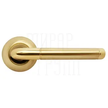 Дверная ручка на круглой розетке RUCETTI RAP 2 матовое золото